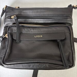 LODIS Black Leather Crossbody Bag